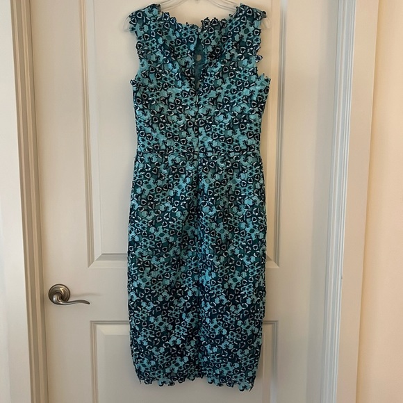 Dress the Population Teal Blue Floral Embroidery Sheath Dress - Picture 2 of 9